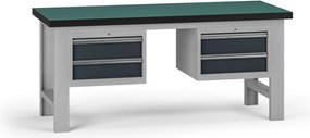 Pracovný stôl do dielne G8, 1800 x 750 x 800 mm, 2x kontejner, 4 zásuvky, grafit