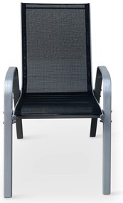 Záhradný jedálenský set Viking M + 4x kovová stolička Ramada sivá
