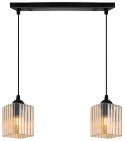 Závesné svietidlo Riffle Square, 2x medové sklenené tienidlo, b