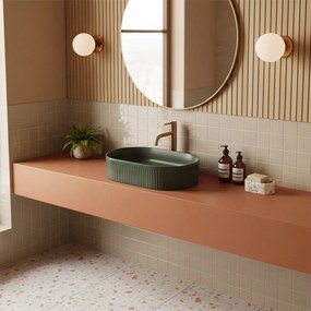 Rea Vanda, umývadlo na dosku 490x310x130 mm, tmavá zelená, REA-U3611