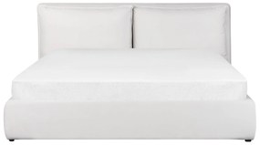 Zamatová posteľ s úložným priestorom 180 x 200 cm krémová biela BAJONNA Beliani