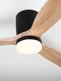 LED čierno-drevené dizajnové stropné svietidlo Aloa s diaľkovým ovládaním 18W