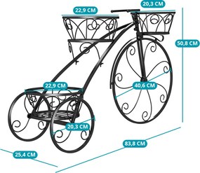 Kovový kvetináč v tvare bicykla