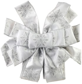 Vánoční dekorativní mašle Santa Lila 32x130 cm bílá s vločkami