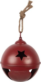 Červená kovová závesná rolnička - Ø 12*12 cm