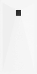 Mexen Stone+, obdĺžniková vanička z minerálneho kompozitu 180 x 100 cm, biela, čierna krytka, 44101018-B