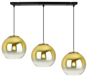 Závesné svietidlo Bergen Gold, 3x zlaté/transparentné sklenené tienidlo (fi 15cm)