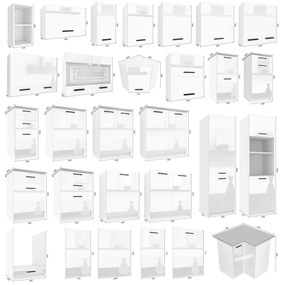 Kuchynská linka Belini 420 cm biely lesk s pracovnou doskou Uniqaplus  INF UNIQAPLUS/4/WT/W/0/B1