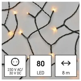 LED vianočná reťaz, 8 m, vonkajšia aj vnútorná, vintage, časovač