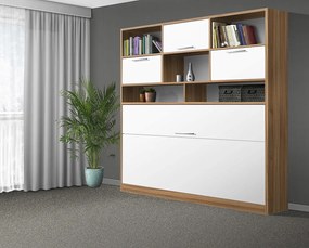 Nabytekmorava Sklápacia posteľ VS1056 MAX, 200x90cm farba lamina: dub sonoma tmavá/biele dvere, Varianta dverí: matné