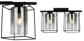 Stropné svietidlo Hella cage, 2x grafitové sklenené tienidlo v kovovom ráme