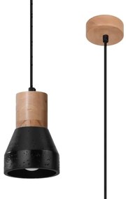 Sollux SL.0963 - Luster na lanku QUBIC 1xE27/60W/230V betón/drevo čierna
