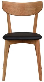 Hnedá dubová jedálenská stolička s čiernym sedadlom Rowico Ami