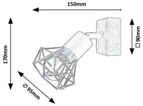 Rabalux 3137 - Nástenné bodové svietidlo ZEUS 1xE14/40W/230V dub