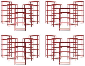 Balíček 20xSUPER EKO HIT - Policový regál Trestles RNDU-KUI 1800x900x300, nosnosť 875 kg, 5 políc Farba: červená