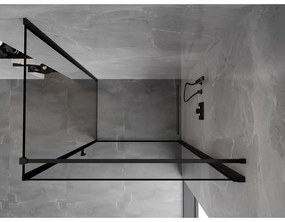Mexen Mist-B, 1-krídlový výklopný sprchový kút, pravý, 80 x 95 cm, číre sklo-čierny rám, 8A2T-080-095-70-70-P