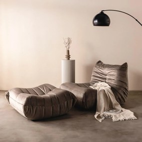 Designové sametové křeslo Fugi hnědo-šedé