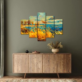 Obraz - Západajúce slnko nad jazerom, akrylová maľba (150x105 cm)
