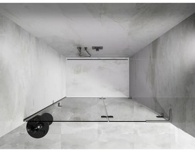 Mexen, Mexen Lunar L sklápacie pravé sprchové dvere 140 cm, transparentné, brúsený nikel - 834L-140-000-97-00-P