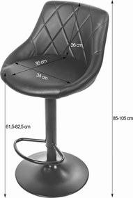 LEOBERT Otočná barová stolička – čierna, ekokoža