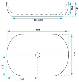 Rea Lisa, umývadlo na dosku 490x350x140 mm, ecru lesklá, REA-U4591