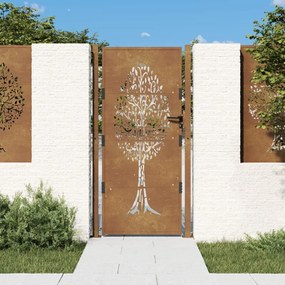 Záhradná brána 105x180 cm kortenová oceľ dizajn stromu 153164