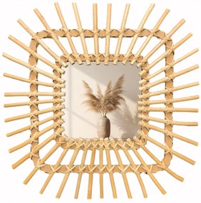 Tutumi Tutumi, nástenné zrkadlo Boho 45x45 cm QDJ071, svetlá hnedá, HOM-02818