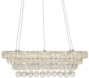 Toolight Toolight, Krištáľové závesné stropné svietidlo LED 102W + diaľkové ovládanie APP417-CP, chrómová, OSW-65015