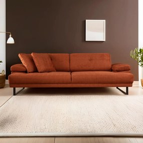 Praktická trojmiestna rozkladacia pohovka Mustang, 239 x 99 cm, oranžová