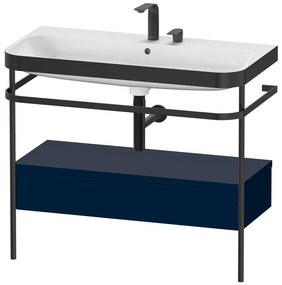 DURAVIT Happy D.2 Plus c-bonded kovový stojací podstavec s nábytkovým umývadlom s dvomi otvormi, 1 zásuvka, 975 x 490 x 850 mm, čierna/nočná modrá matná lakovaná, HP4743E9898