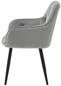 Set dvoch jedálenských stoličiek JORK zamatové, strieborné / sivé (čierne nohy) 2 ks