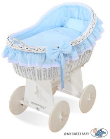 My Sweet Baby Prútený košík/Prútený postieľka s kapucňou Carina- Modrá