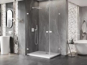 Mexen Lunar-B Duo, výklopný sprchový kút 100 x 80 cm, 8mm číre sklo, biely profil, 832-100L-080P-20-00