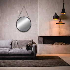 Čierne závesné okrúhle zrkadlo MIRAGE 50 cm