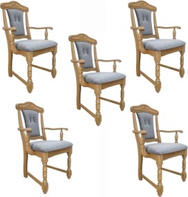 Klasická čalúnená stolička s podrúčkami - set 5 ks