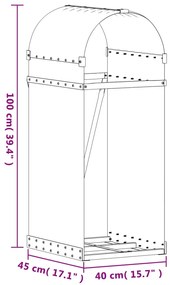 Držiak na polená strieborný 40x45x100 cm pozinkovaná oceľ