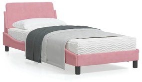 Rám postele s čelom ružový 90x200 cm zamat 373117