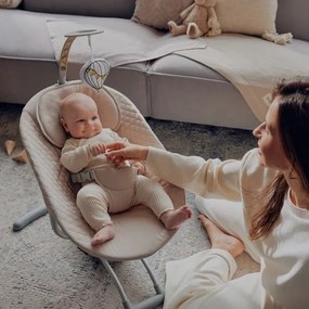 Lionelo - Detská hojdačka s melódiou RIO 4xC Beige Latte + diaľkové ovládanie