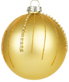 SKLENENÁ VIANOČNÁ BANKA NA STROMČEK SADA 4 KS (FI) 10CM ZLATÁ