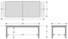 Doppler FIRENZE - rozkladací hliníkový stôl 180/240 x 90 x 75 cm - 2. akosť (N580)