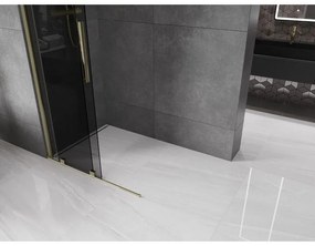 Mexen Velar, sprchová zástena s posuvnými dverami Walk-in 75 x 200 cm, 8mm šedé sklo, zlatá lesklá, 871-075-000-43-50