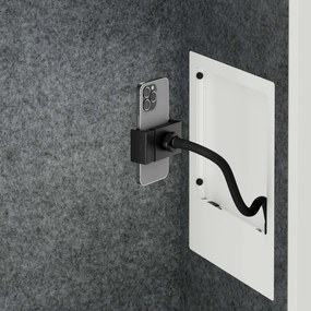 Akustická kabína SALLY MentalBox 600 mm – biely korpus, sivé sedadlo