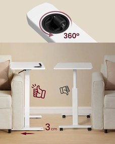 Výškovo nastaviteľný odkladací stolík Vasagle Elev 70 cm biely