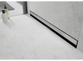 Mexen Flat nerezový sprchový žľab na stenu 100 cm vzor WALL, čierny, 1730100