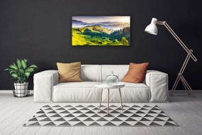 Obraz na plátne Hora pole hmla príroda 125x50 cm