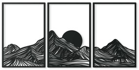 drevko Viacdielny obraz Minimalistické hory pri západe slnka Rozmer obrazu: 64,5 x 133 cm, Farba dekorácie: Čierna