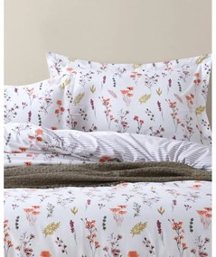 Biele obliečky na jednolôžko z bavlny Renforcé 140x200 cm Floral Dance Autumn – Mila Home Luxury
