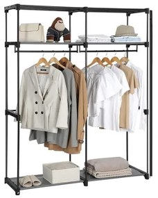 Textilná úložná skriňa s policami a vešiakovou tyčou MATIS 140x174 cm čierna