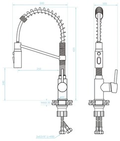 Kuchinox Serpen, vysoká drezová batéria, chrómová, LAV-BKP_06SD
