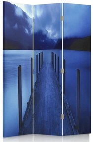 Ozdobný paraván Modrá krajina - 110x170 cm, trojdielny, obojstranný paraván 360°